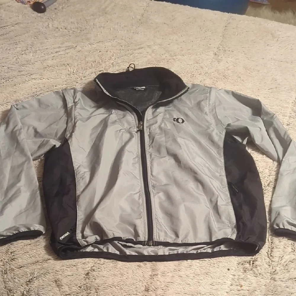 IQ‎ Pearl Izumi~ Large White Black Zip Cycling Jacket/Vest Windbreaker